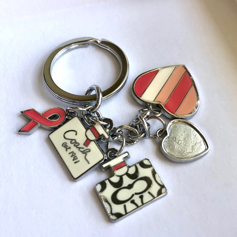 Coach Pink Ribbon Keychain Charm